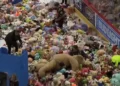 Hockey Fans Throw 81,796 Stuffed Animals Onto Ice for Charity